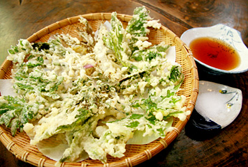 山菜天ぷら盛り合わせ ¥1,380(税込)　季節の山菜6〜8種類